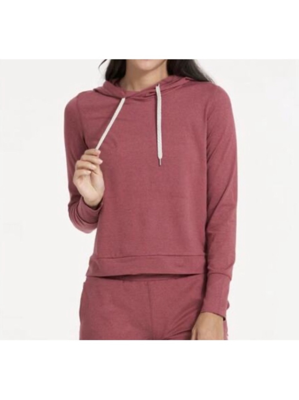 Vuori Hoodie Womens Large pink Red Halo Essential Pullover Relaxed Crop VW226